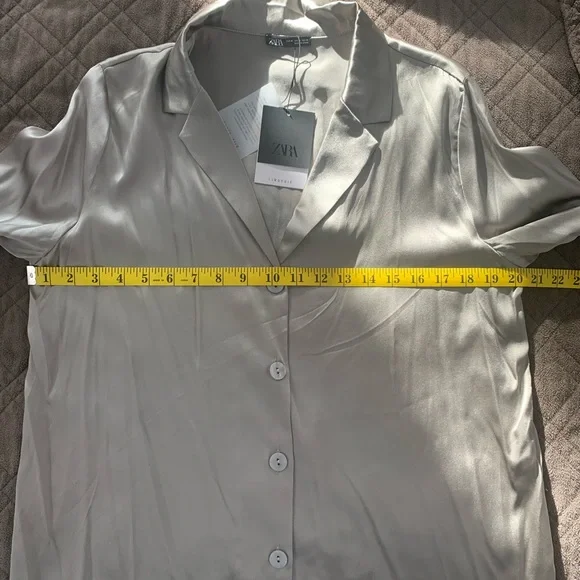 NWT Zara 100% Silk Gray Shirt - Picture 12 of 13